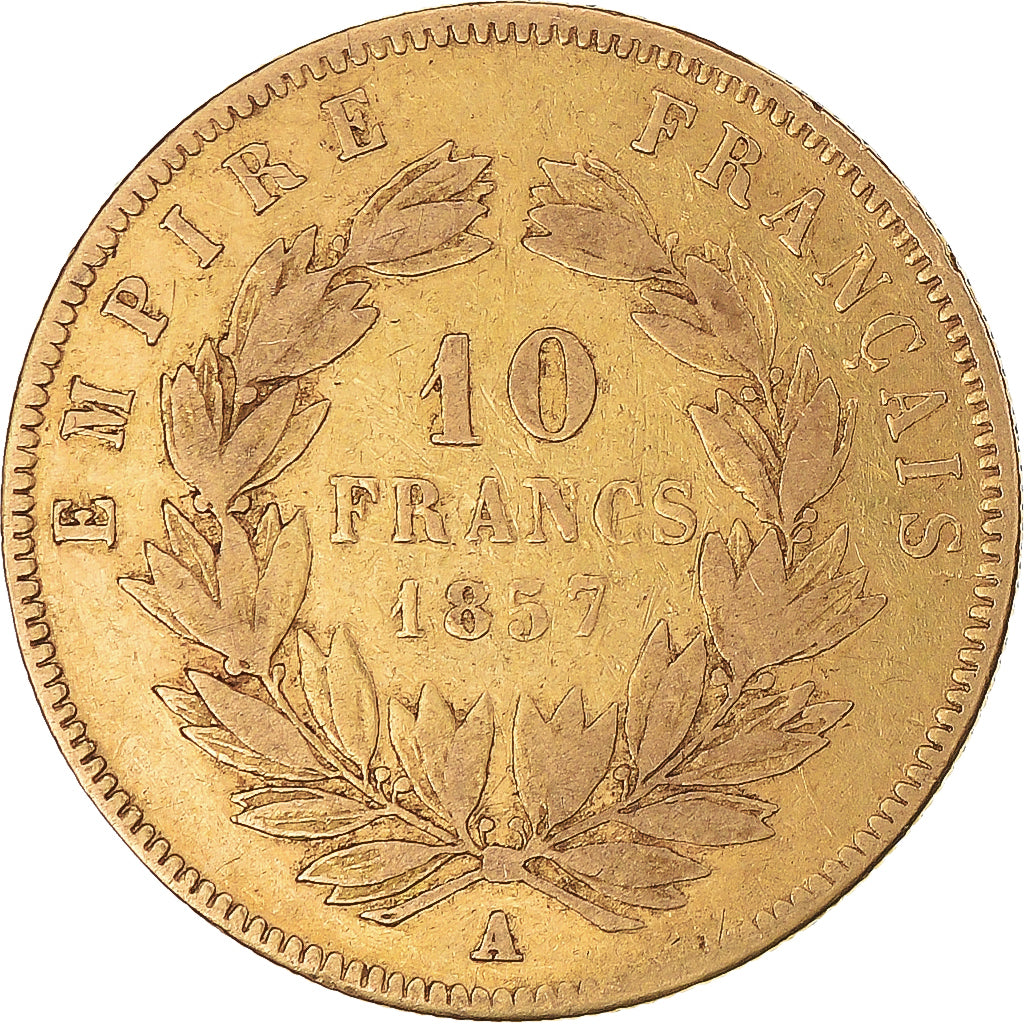 Coin, France, Napoleon III, 10 Francs, 1857, Paris, VF(30-35), Gold, KM:784.3