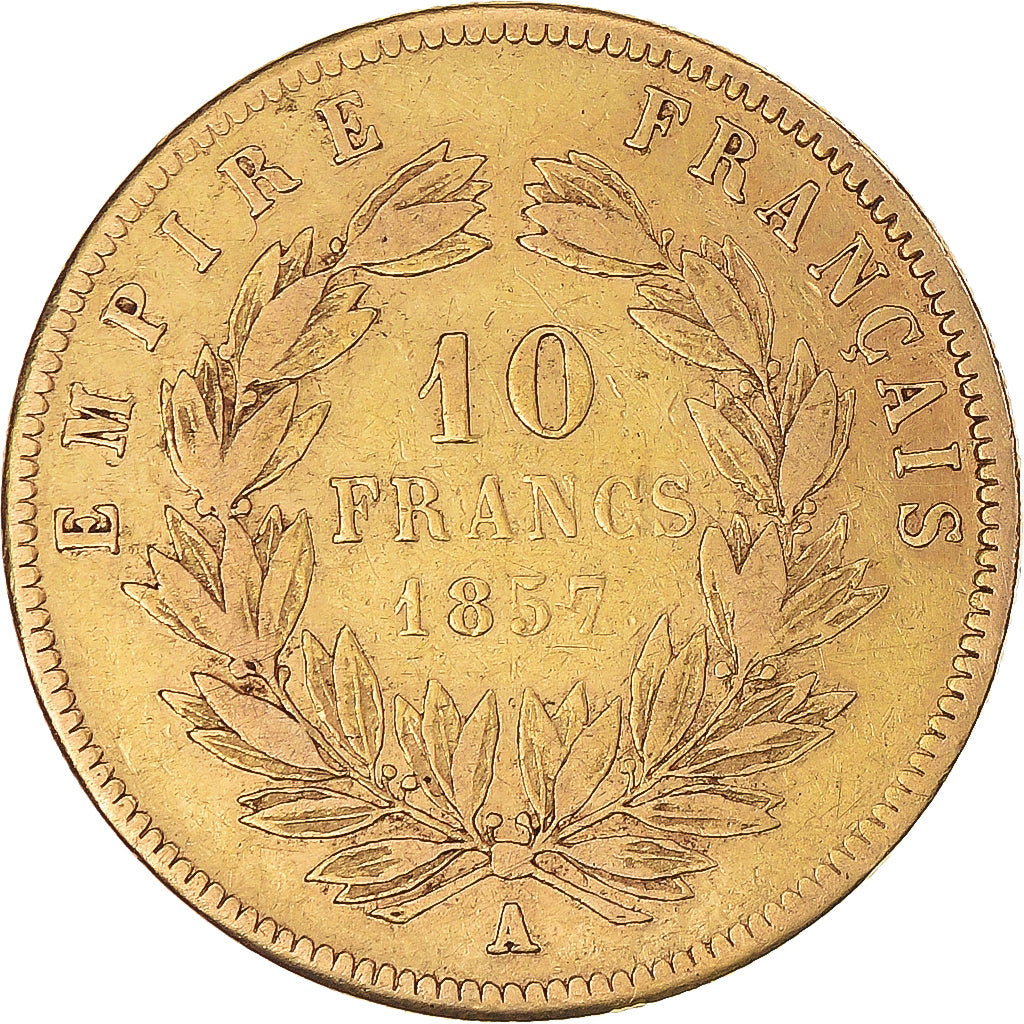 Moneta, Francja, Napoleon III, 10 Francs, 1857, Paris, VF(30-35), Złoto