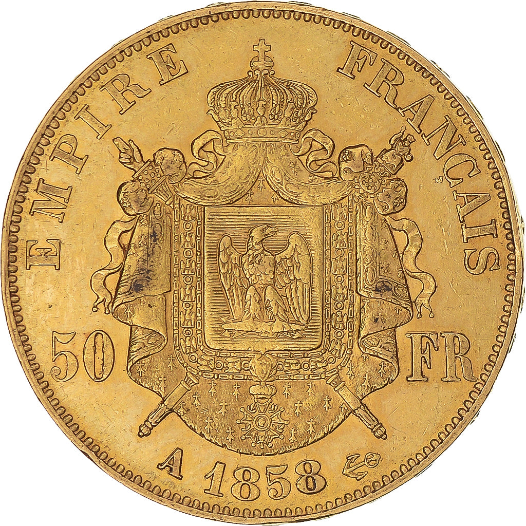 Monnaie, France, Napoleon III, 50 Francs, 1858, Paris, TTB+, Or, Gadoury:1111