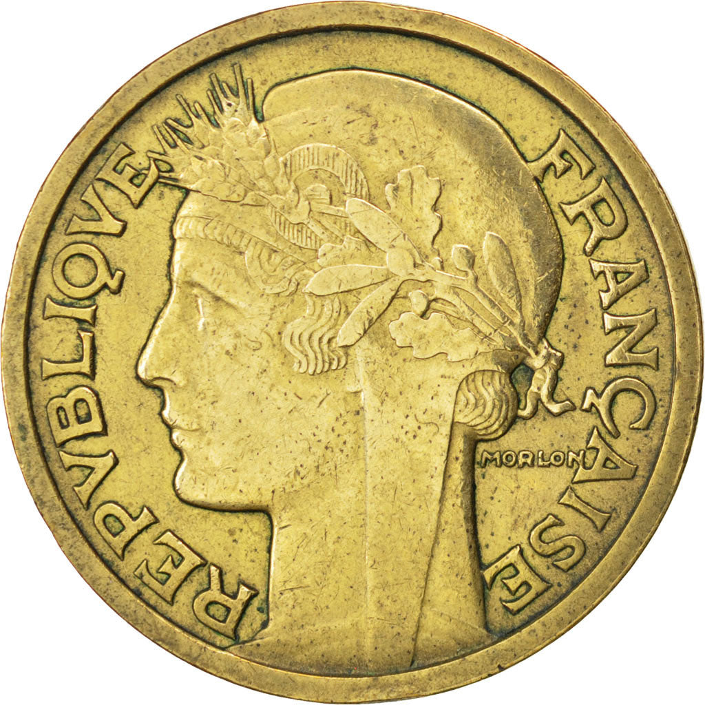 FRANCE, Morlon, 2 Francs, 1935, KM #886, EF(40-45), Aluminum-Bronze, 27,...