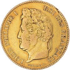 Moneta, Francia, Louis-Philippe, 40 Francs, 1831, Paris, MB+, Oro, KM:747.1