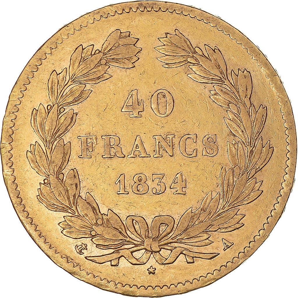 Monnaie, France, Louis-Philippe, 40 Francs, 1834, Paris, TTB, Or, Gadoury:1106