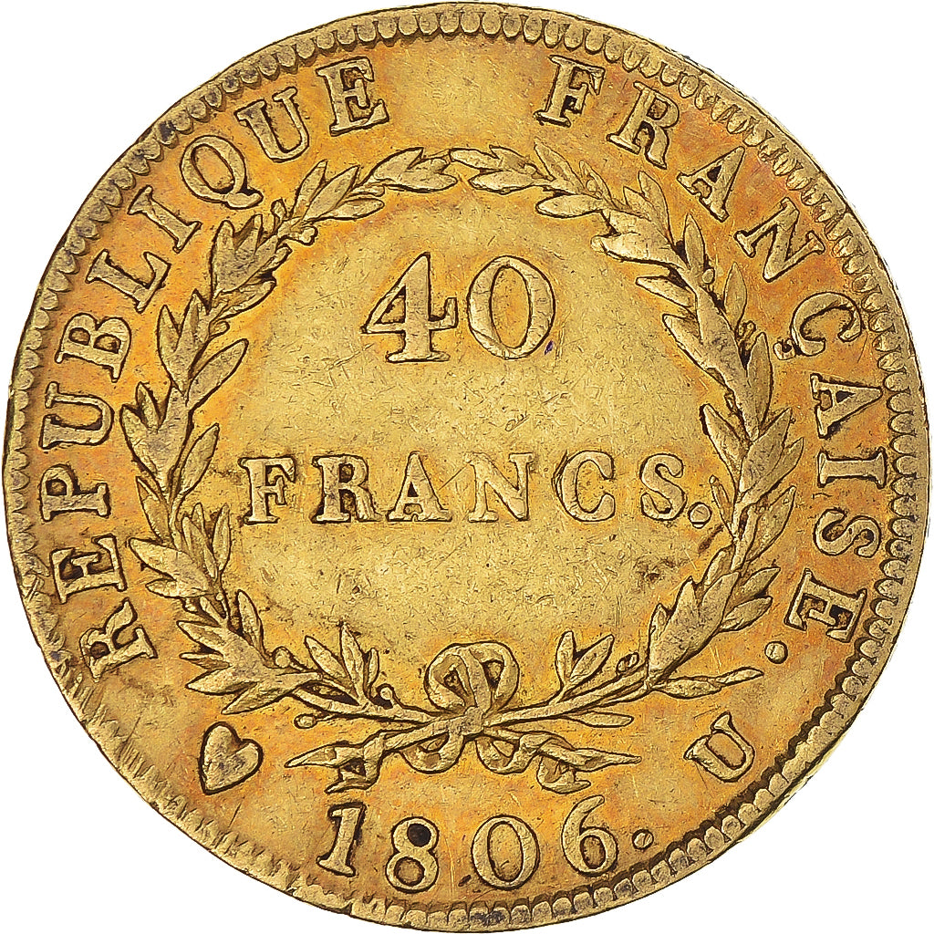 Monnaie, France, Napoléon I, 40 Francs, 1806, Torino, TTB, Or, Gadoury:1082