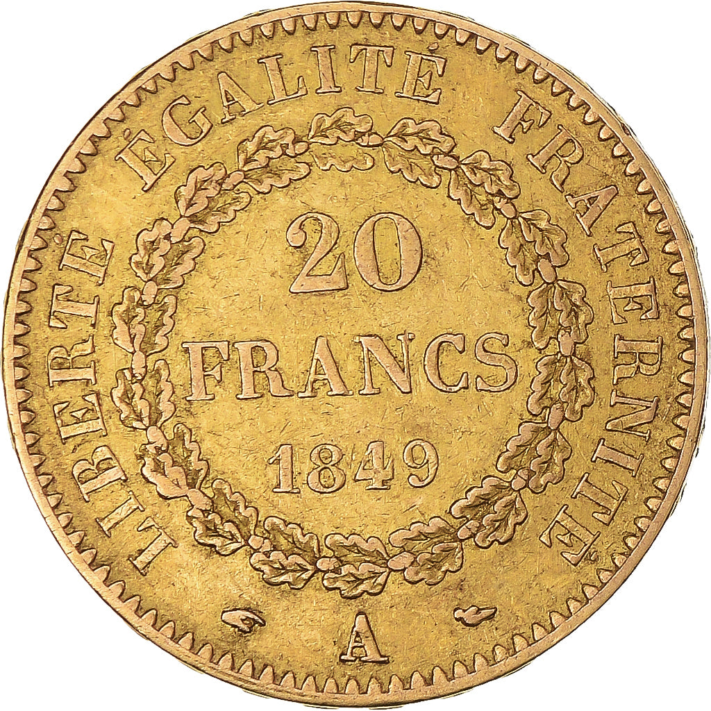 Moneta, Francia, Génie, 20 Francs, 1849, Paris, BB, Oro, KM:757, Gadoury:1032