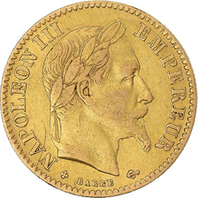 Moneta, Francia, Napoleon III, 10 Francs, 1864, Strasbourg, BB, Oro, KM:800.2