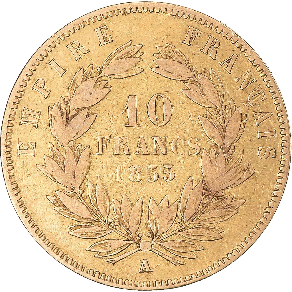 Coin, France, Napoleon III, 10 Francs, 1855, Paris, VF(30-35), Gold, KM:784.3