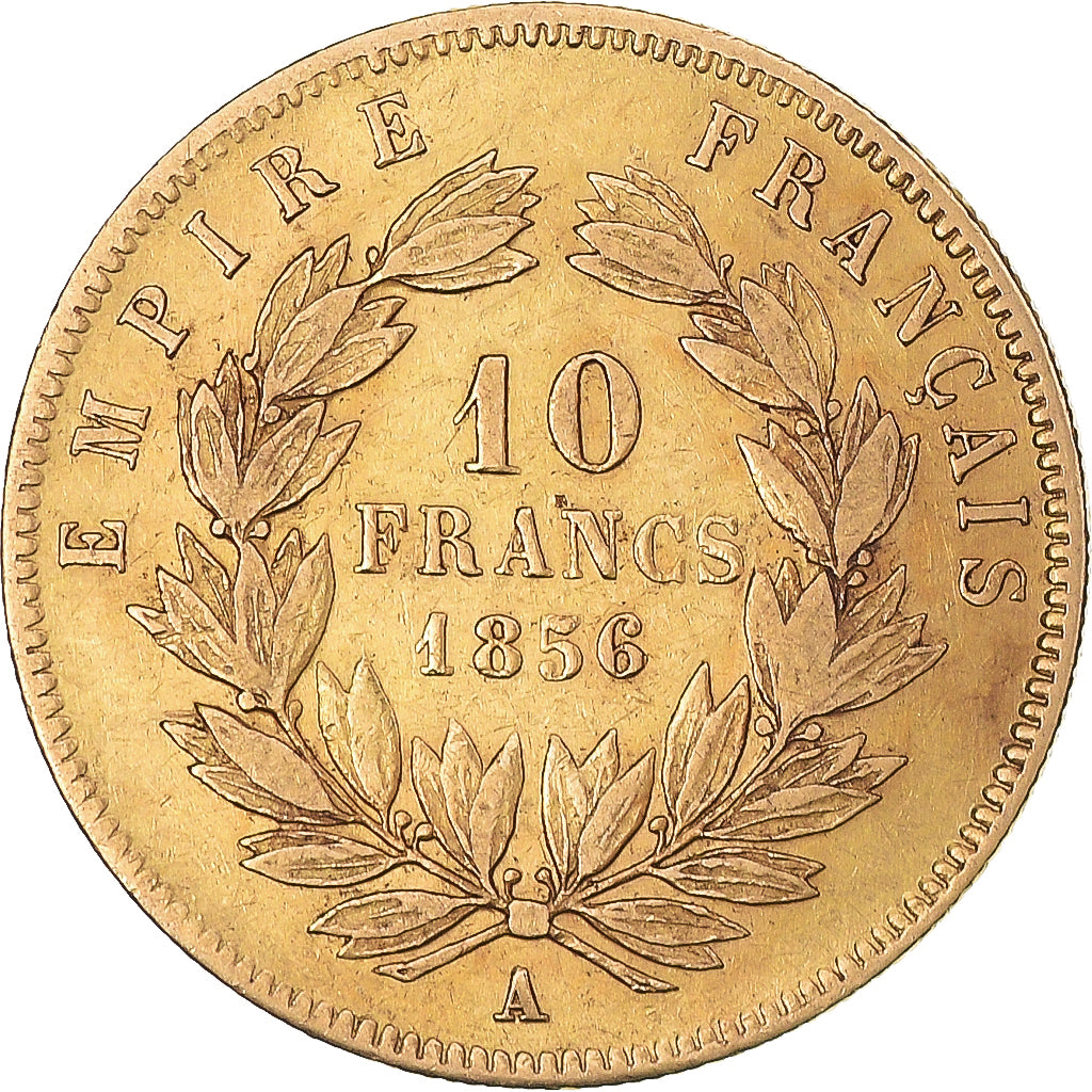 Moneta, Francja, Napoleon III, 10 Francs, 1856, Paris, EF(40-45), Złoto