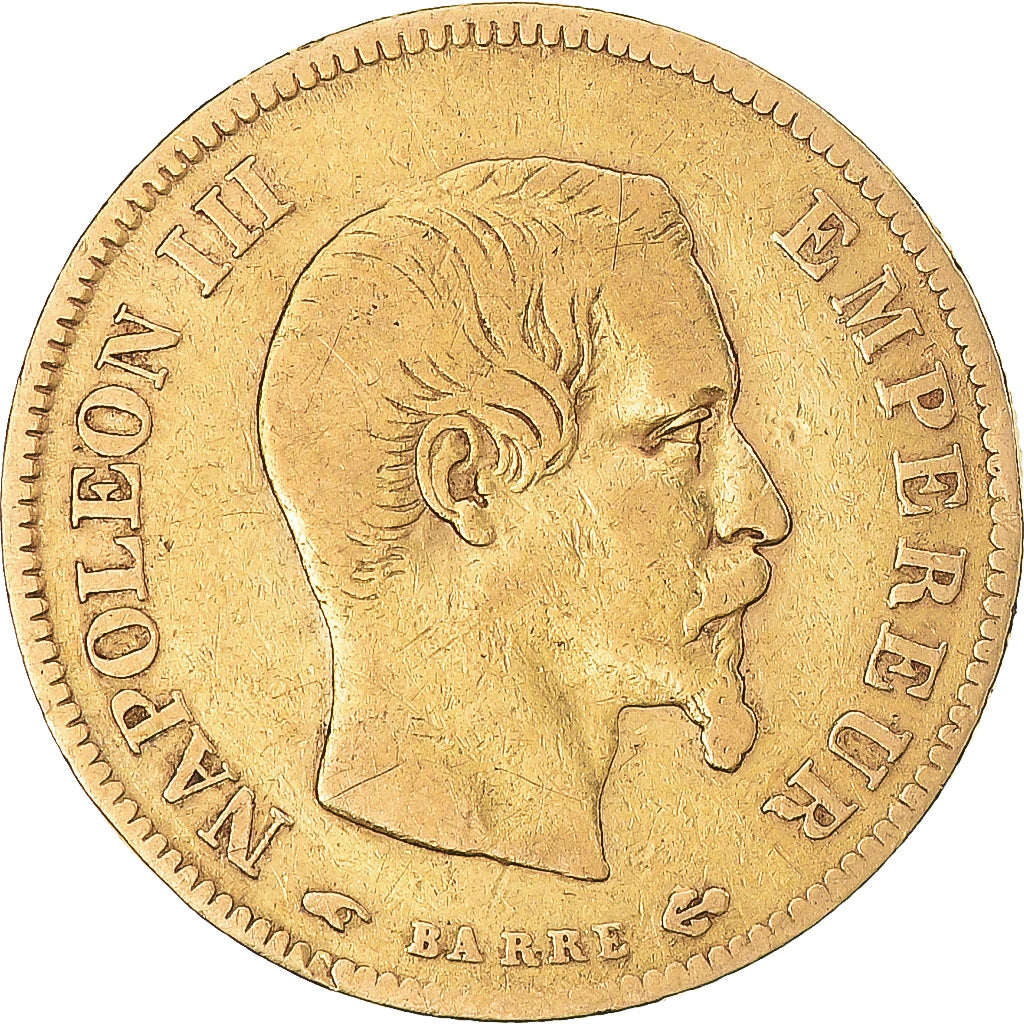 Moneta, Francja, Napoleon III, 10 Francs, 1857, Paris, VF(20-25), Złoto