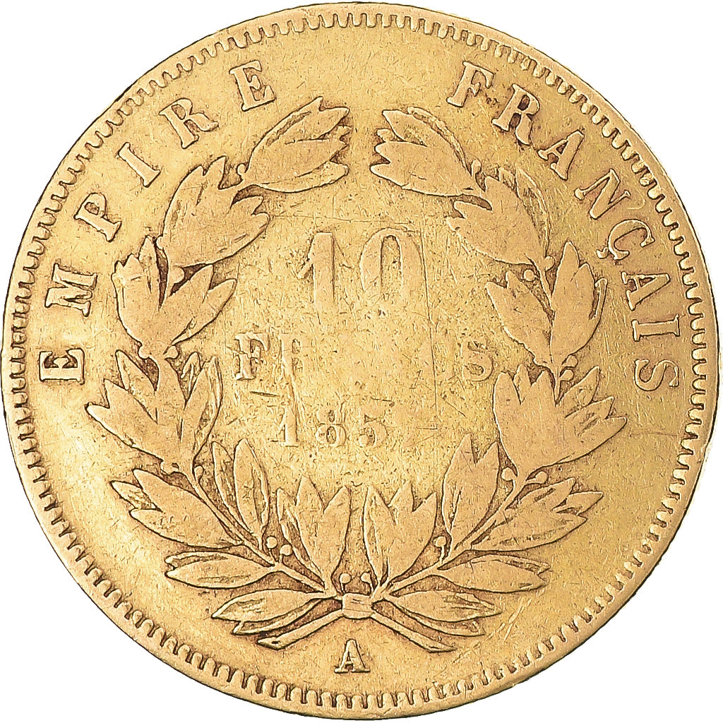 Moneta, Francja, Napoleon III, 10 Francs, 1857, Paris, VF(20-25), Złoto