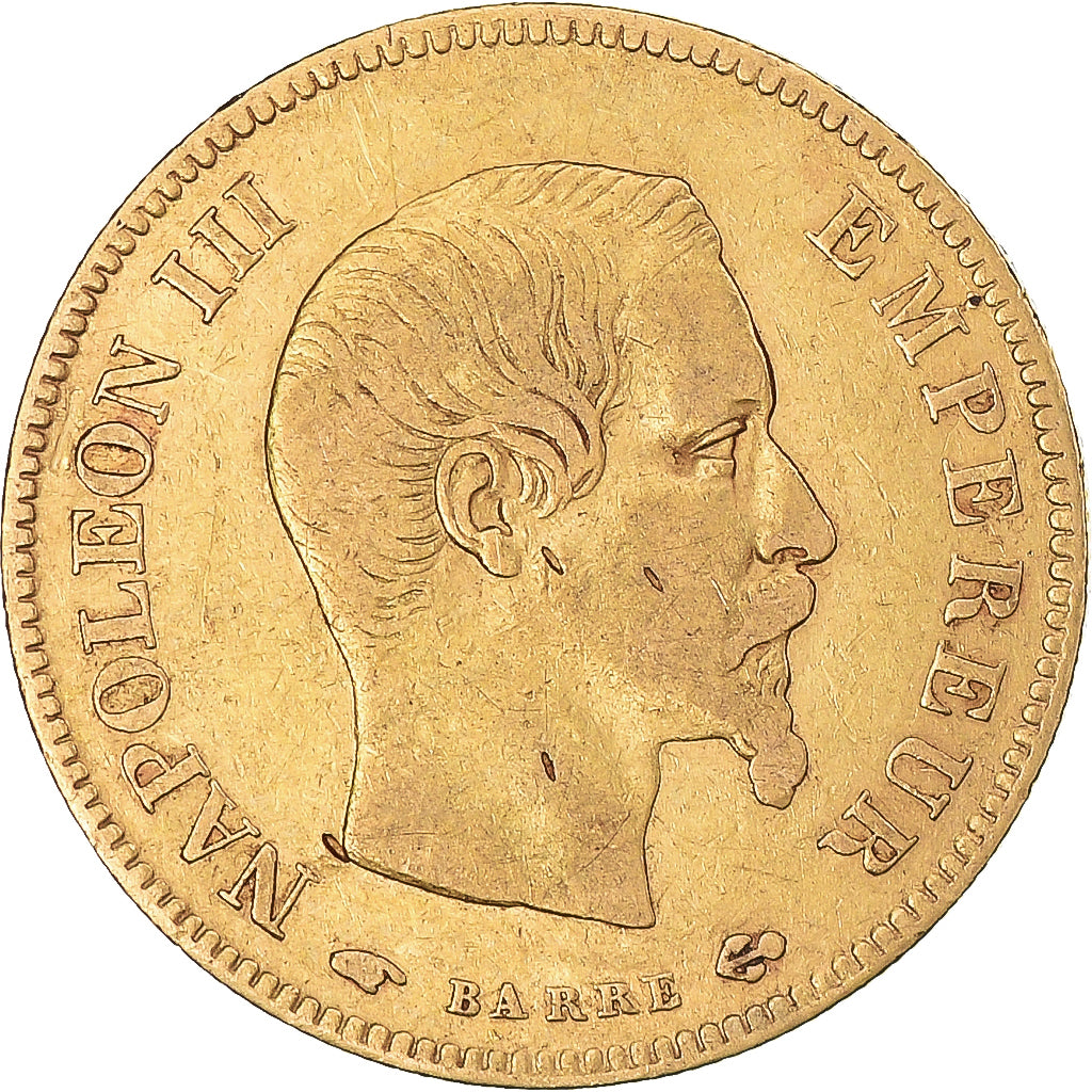 Moeda, França, Napoleon III, 10 Francs, 1857, Paris, EF(40-45), Dourado