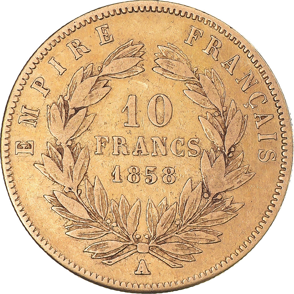 Coin, France, Napoleon III, 10 Francs, 1858, Paris, VF(30-35), Gold, KM:784.3