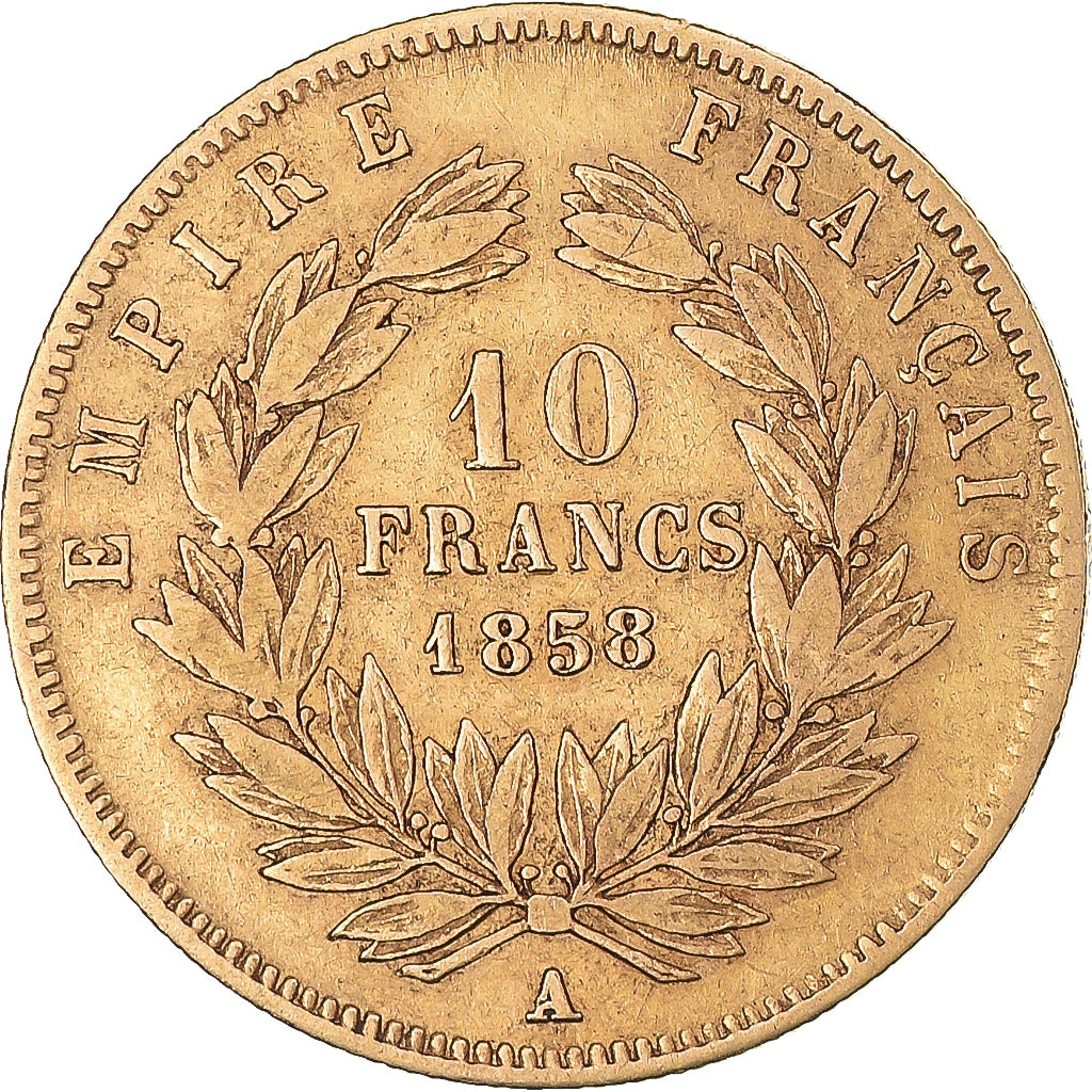 Coin, France, Napoleon III, 10 Francs, 1858, Paris, VF(30-35), Gold, KM:784.3