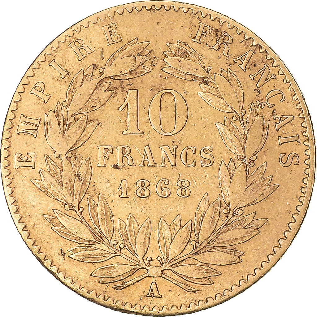 Coin, France, Napoleon III, 10 Francs, 1868, Paris, EF(40-45), Gold, KM:800.1