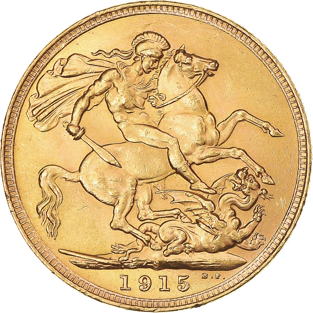 Coin, Australia, George V, Sovereign, 1915, Sydney, MS(63), Gold, KM:29