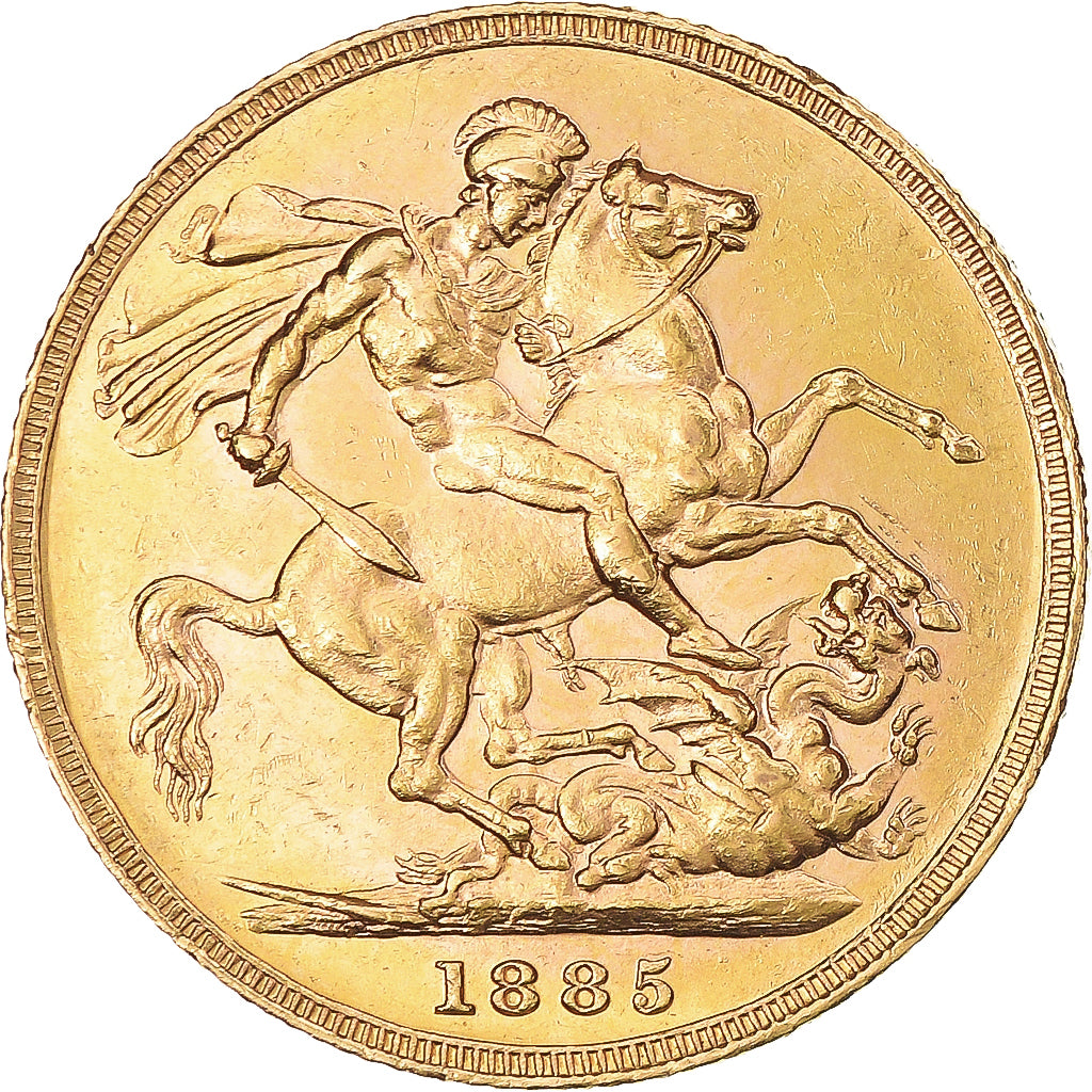 Coin, Australia, Victoria, Sovereign, 1885, Melbourne, MS(63), Gold, KM:7