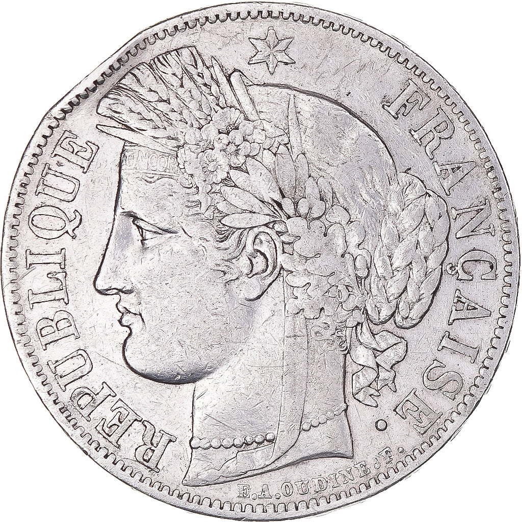 Moneta, Francia, Cérès, 5 Francs, 1850, Paris, MB+, Argento, KM:761.1