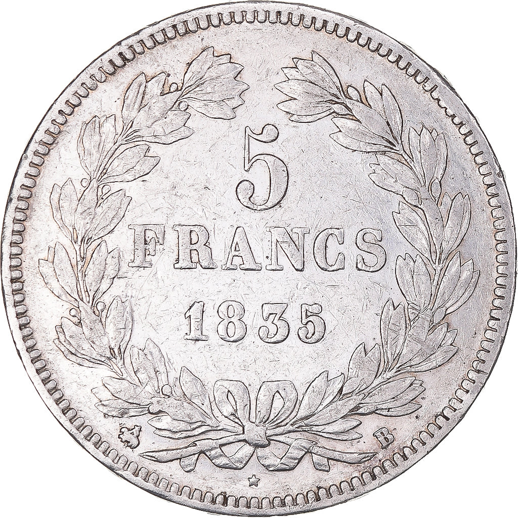 Coin, France, Louis-Philippe, 5 Francs, 1835, Rouen, VF(30-35), Silver