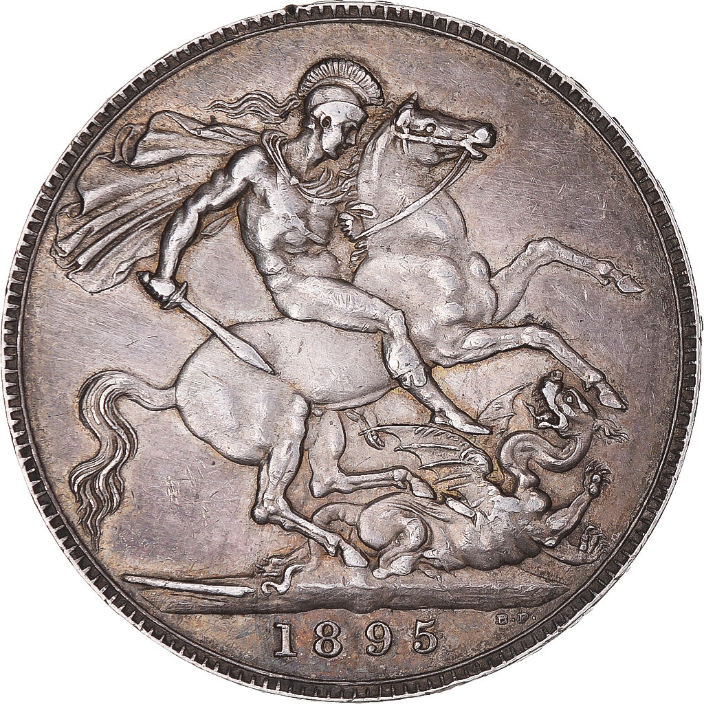 Coin, Great Britain, Victoria, Crown, 1895, London, AU(55-58), Silver, KM:783