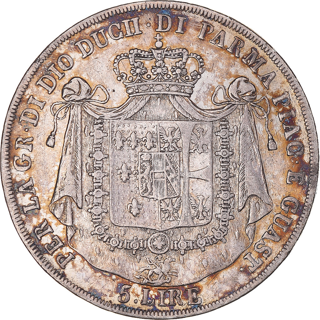 Munten, Italiaanse staten, PARMA, Maria Luigia, 5 Lire, 1815, Milan, ZF, Zilver