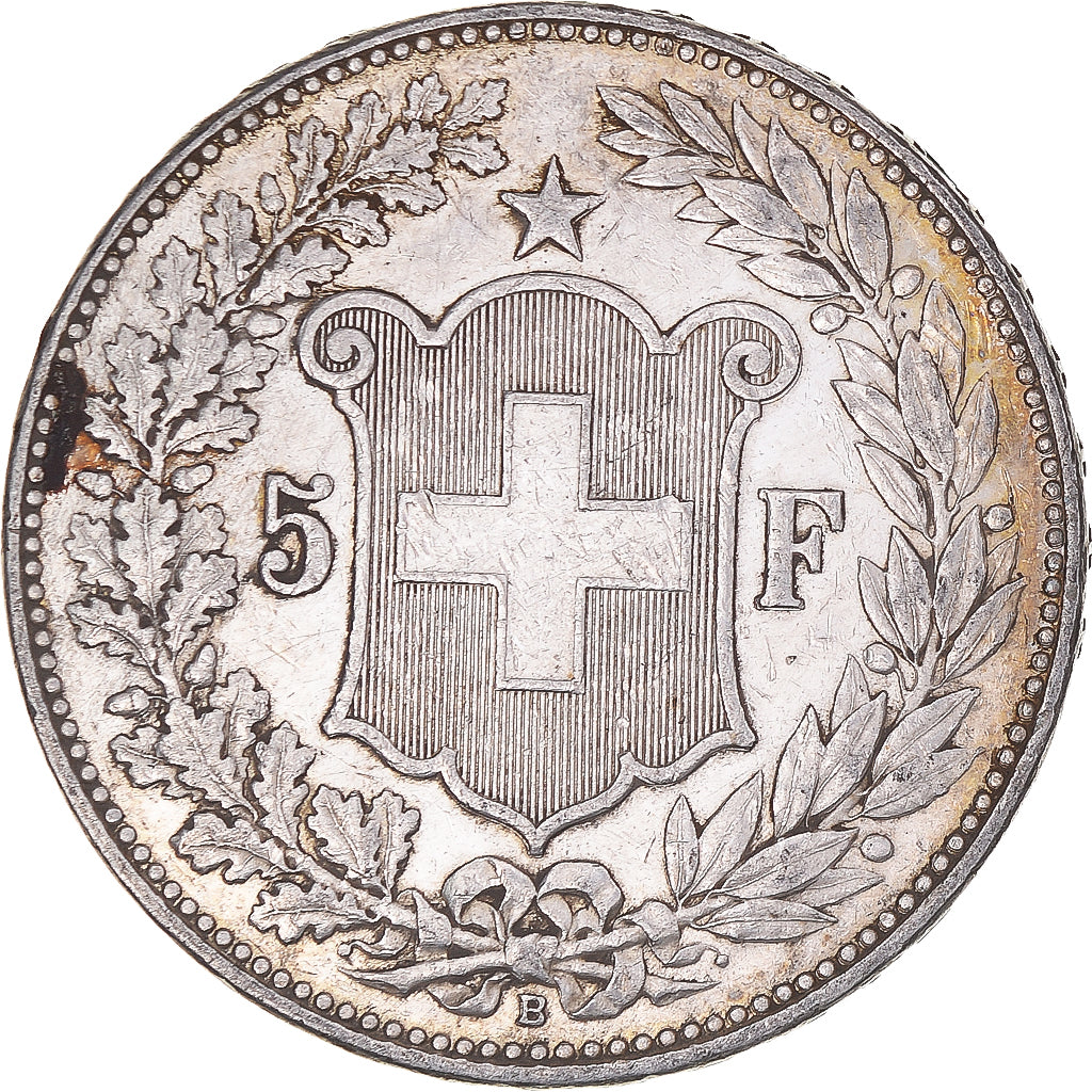Coin, Switzerland, 5 Francs, 1907, Bern, AU(50-53), Silver, KM:34