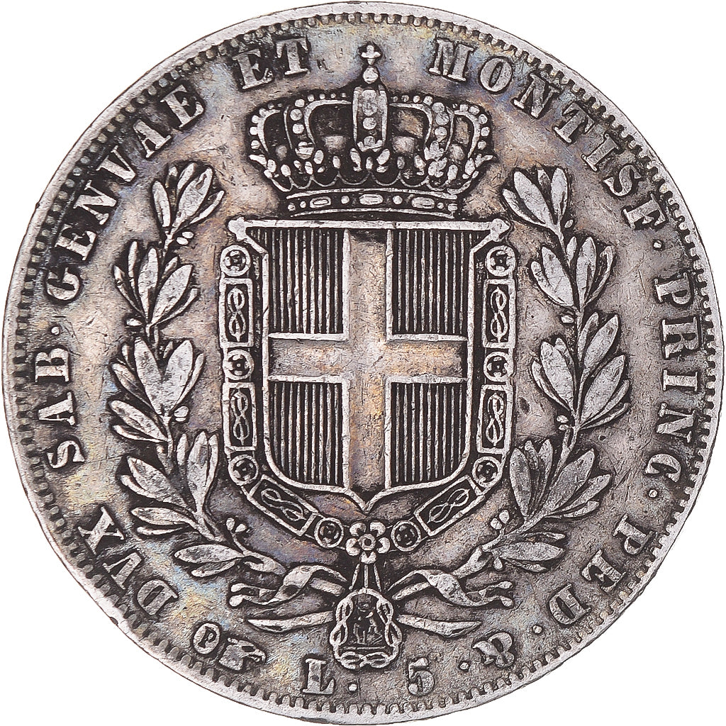 Moneta, STATI ITALIANI, SARDINIA, Carlo Alberto, 5 Lire, 1847, Torino, MB+