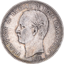 Moneta, Grecia, George I, 5 Drachmai, 1876, Paris, MB+, Argento, KM:46