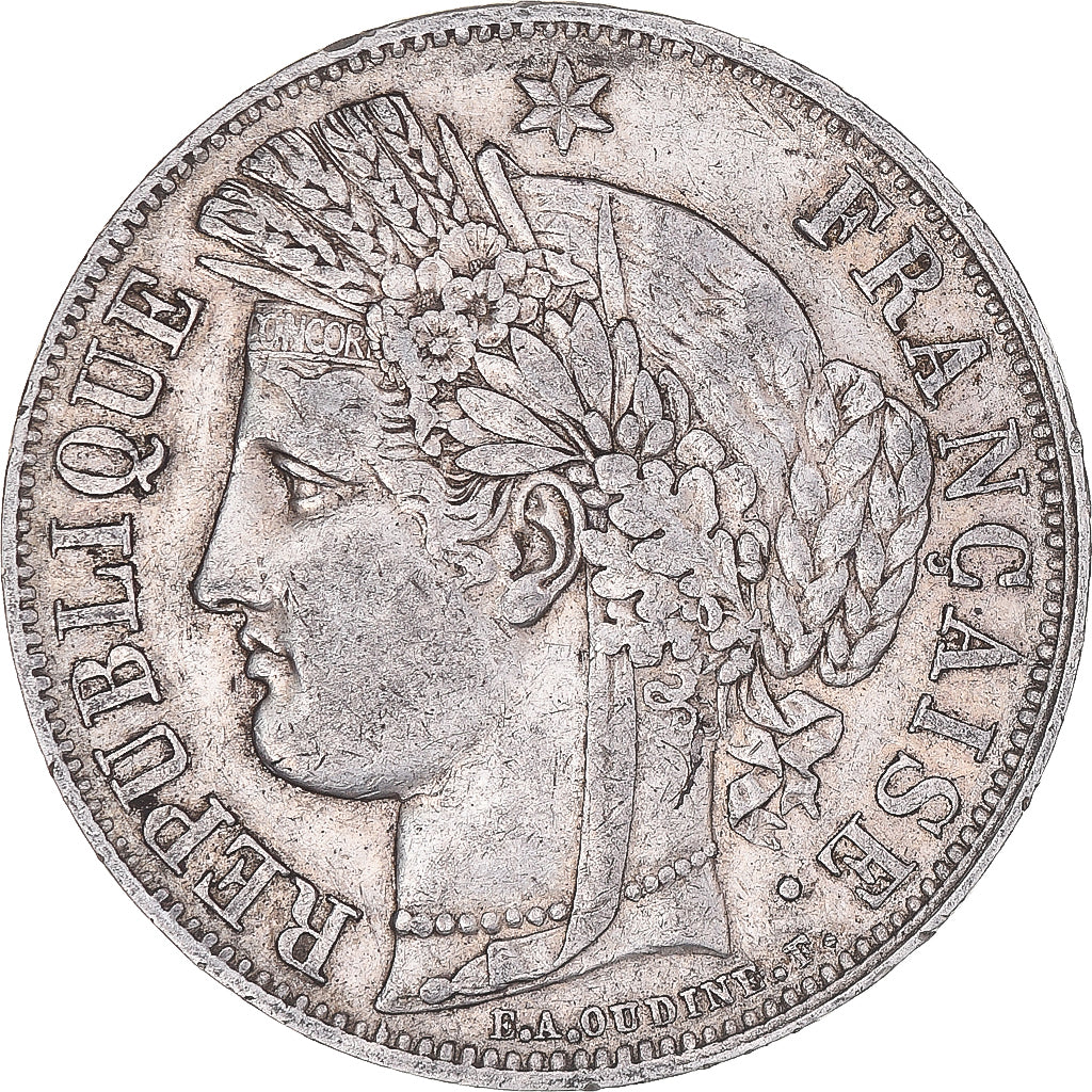 Coin, France, Cérès, 5 Francs, 1850, Strasbourg, EF(40-45), Silver, KM:761.2