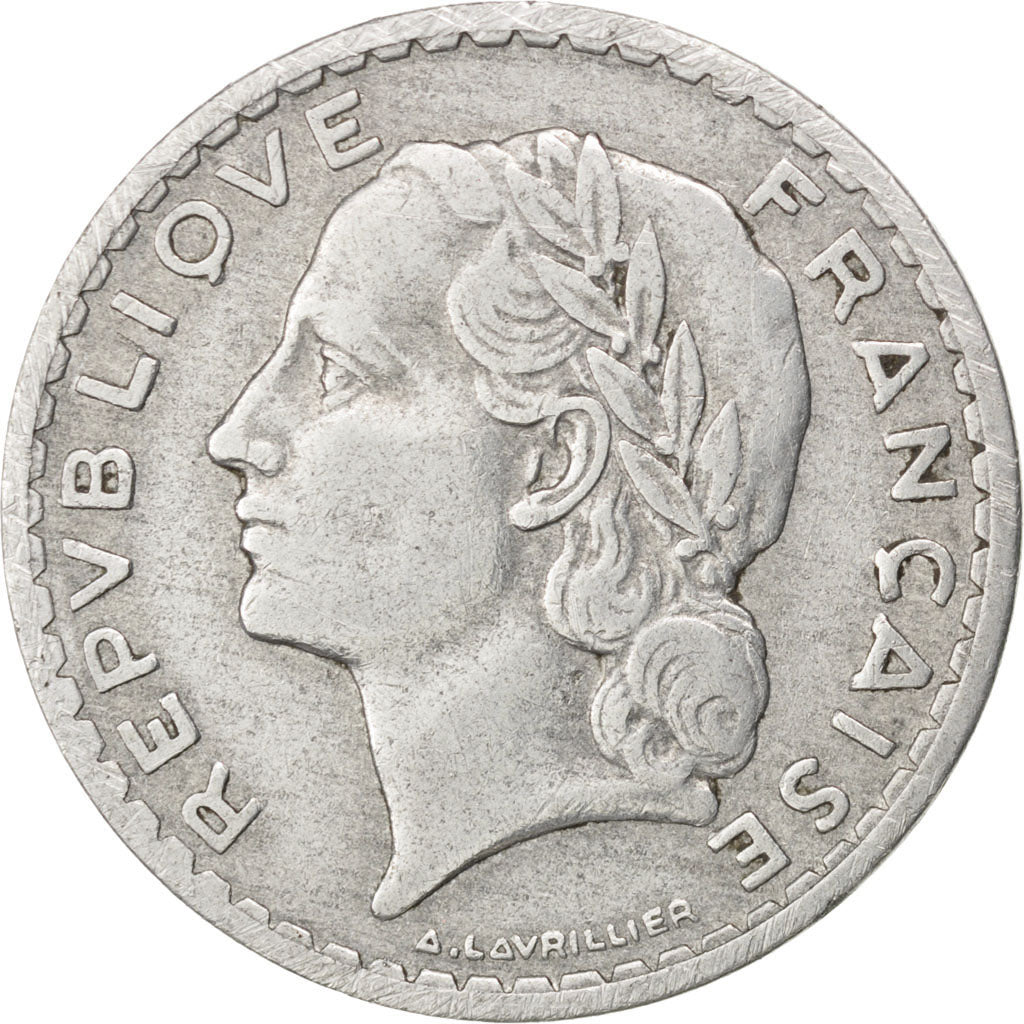 FRANCE, Lavrillier, 5 Francs, 1952, Paris, KM #888b.1, VF(20-25), Aluminum, 31,.