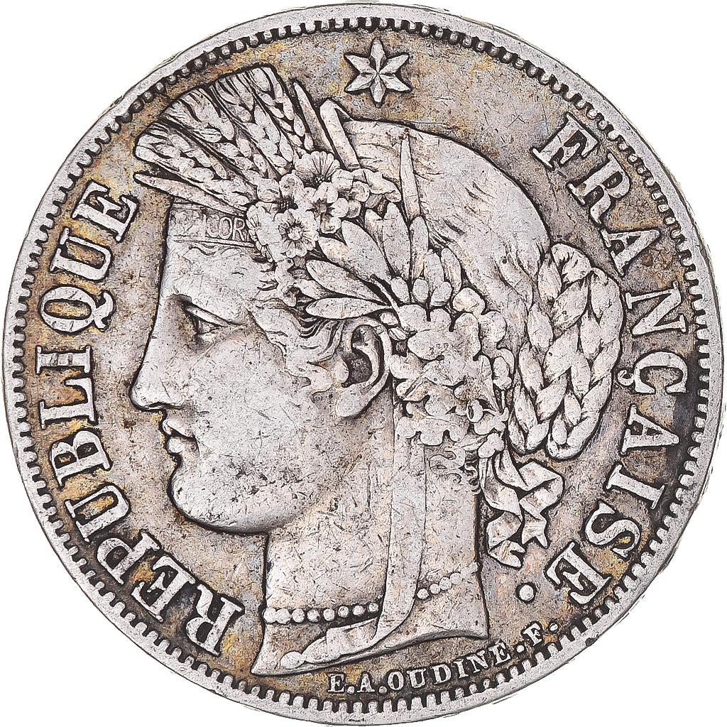 Moneta, Francia, Cérès, 5 Francs, 1849, Paris, MB+, Argento, KM:761.1