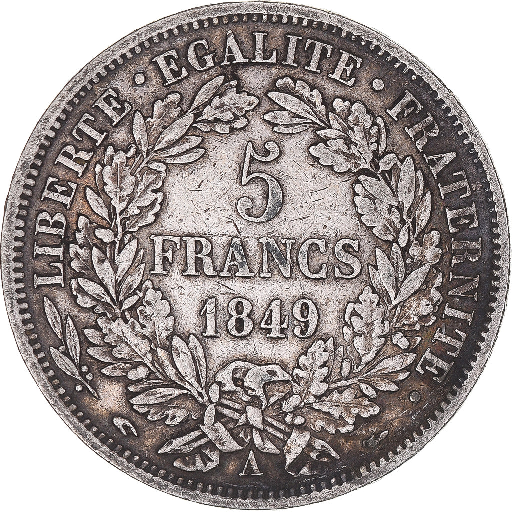 Coin, France, Cérès, 5 Francs, 1849, Paris, EF(40-45), Silver, KM:761.1