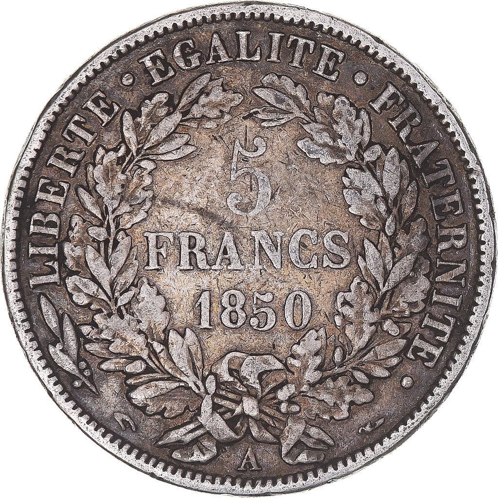 Monnaie, France, Cérès, 5 Francs, 1850, Paris, TB, Argent, Gadoury:719