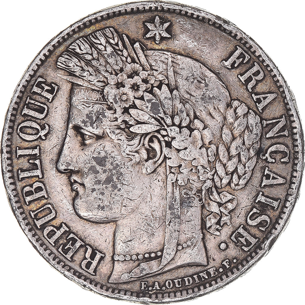 Moneta, Francia, Cérès, 5 Francs, 1850, Paris, MB+, Argento, KM:761.1