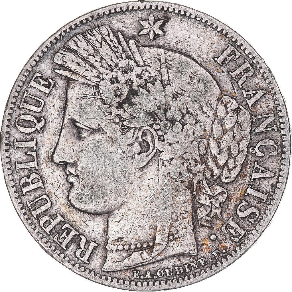 Moneta, Francia, Cérès, 5 Francs, 1850, Paris, MB+, Argento, KM:761.1
