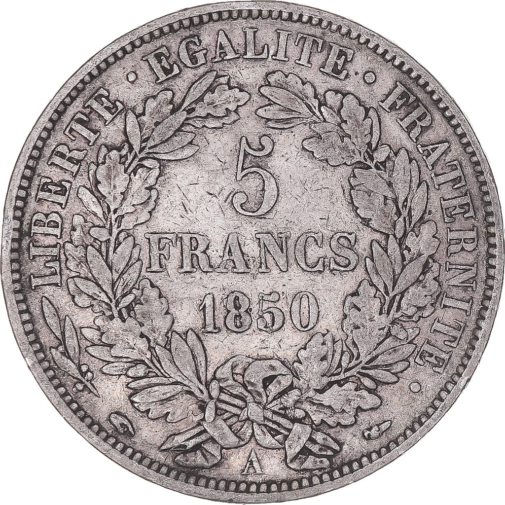 Coin, France, Cérès, 5 Francs, 1850, Paris, EF(40-45), Silver, KM:761.1