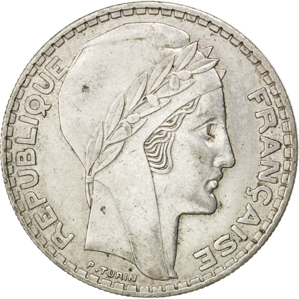 FRANCE, Turin, 20 Francs, 1937, Paris, KM #879, EF(40-45), Silver, 35, Gadoury..