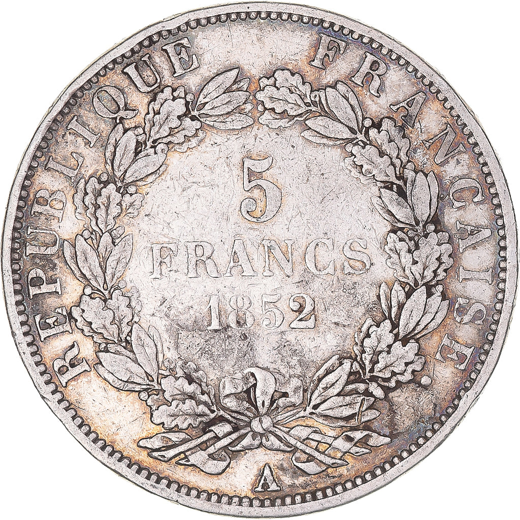 Moneta, Francia, Napoléon III, 5 Francs, 1852, Paris, MB+, Argento, KM:773.1