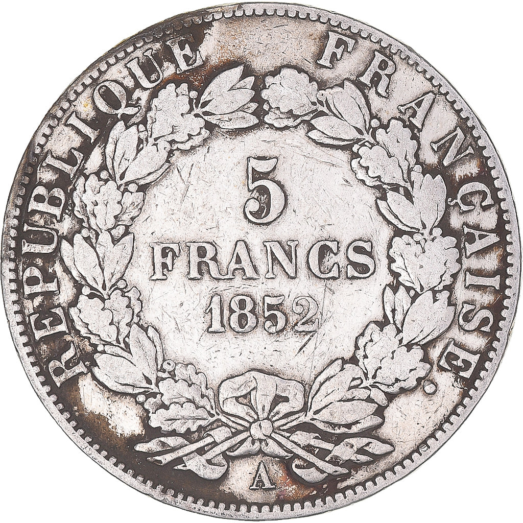 Moeda, França, Napoléon III, 5 Francs, 1852, Paris, VF(30-35), Prata