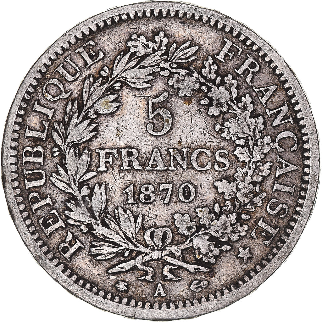 Monnaie, France, Hercule, 5 Francs, 1870, Paris, TB+, Argent, Gadoury:745