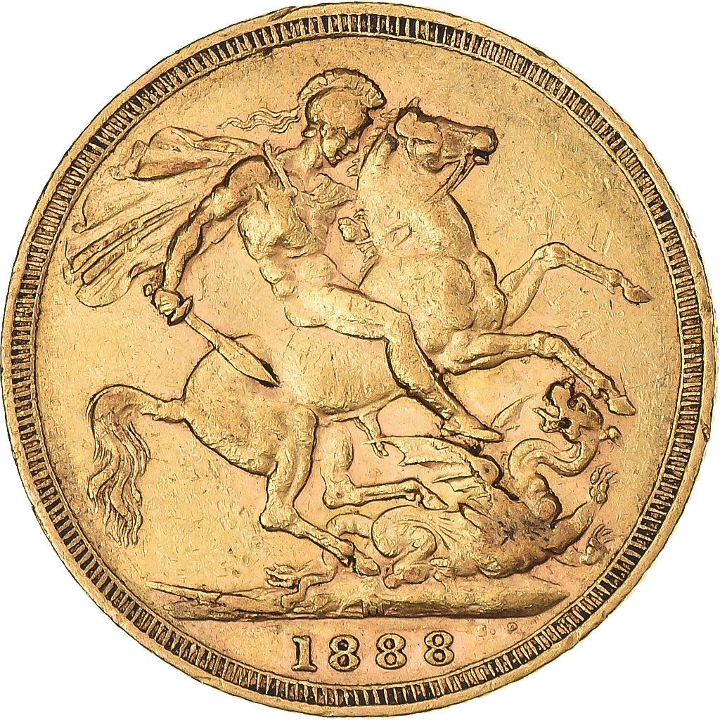 Moneta, Australia, Victoria, Sovereign, 1888, Melbourne, BB, Oro, KM:10