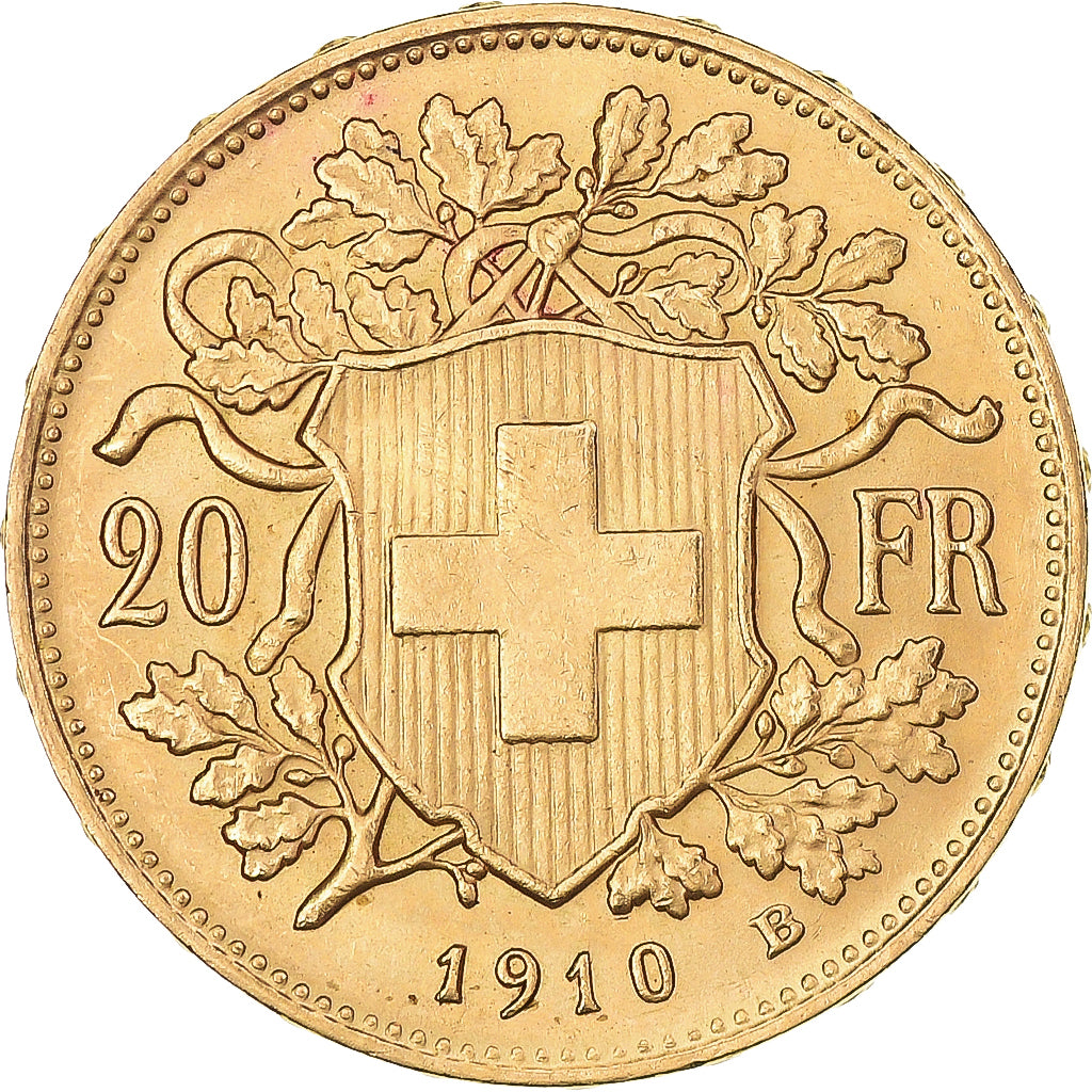 Moneda, Suiza, 20 Francs, 1910, Bern, SC, Oro, KM:35.1