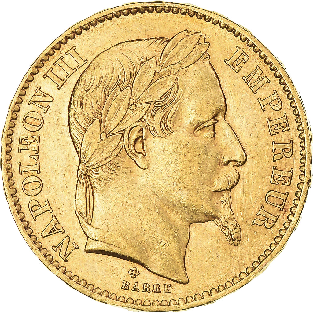 Coin, France, Napoleon III, 20 Francs, 1866, Strasbourg, AU(55-58), Gold