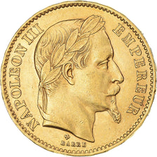 Coin, France, Napoleon III, 20 Francs, 1866, Strasbourg, AU(55-58), Gold