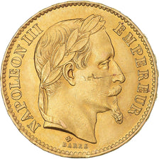 Moneda, Francia, Napoleon III, 20 Francs, 1868, Strasbourg, Clipped, EBC+, Oro