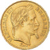 Moneda, Francia, Napoleon III, 20 Francs, 1868, Strasbourg, Clipped, EBC+, Oro