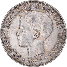 Monnaie, Philippines, Alfonso XIII, Peso, 1897, TTB, Argent, KM:154