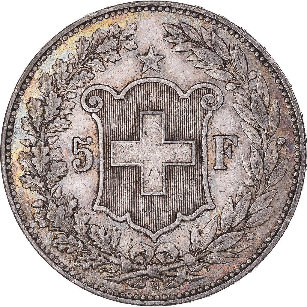 Coin, Switzerland, 5 Francs, 1889, Bern, EF(40-45), Silver, KM:34