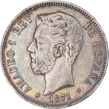 Coin, Spain, Amadeao I, 5 Pesetas, 1871, Madrid, EF(40-45), Silver, KM:666