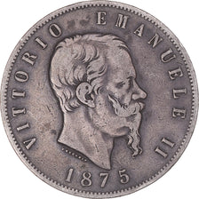 Coin, Italy, Vittorio Emanuele II, 5 Lire, 1875, Milan, VF(30-35), Silver