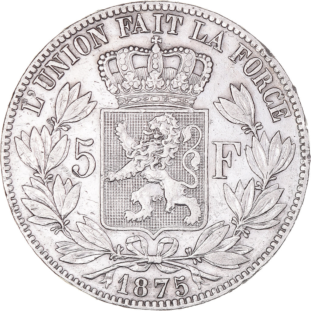 Coin, Belgium, Leopold II, 5 Francs, 5 Frank, 1875, VF(30-35), Silver, KM:24