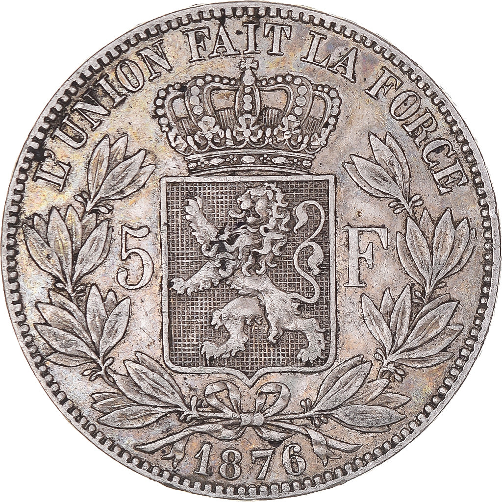 Coin, Belgium, Leopold II, 5 Francs, 5 Frank, 1876, EF(40-45), Silver, KM:24